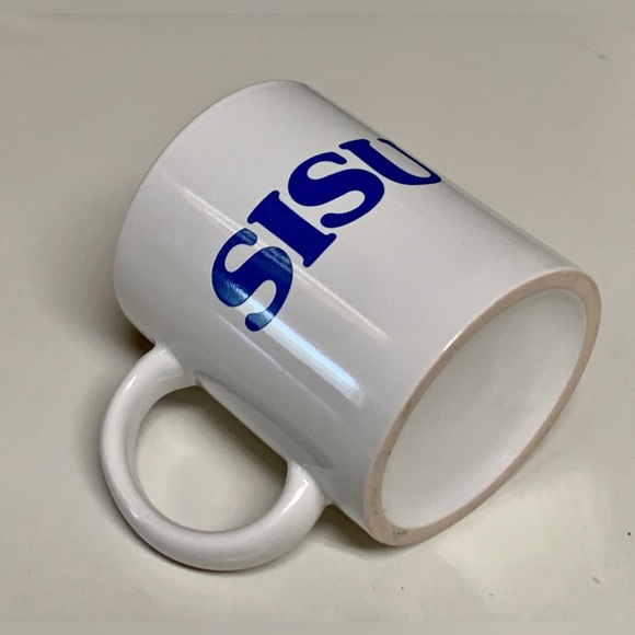Vintage 1980s Finnish Flag Pride Double Sided SISU Yooper Ceramic Coffee Mug - Picture 8 of 16